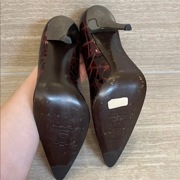 Stuart Weitzman UGC size 9 Dark Red Croc-Patterned Heels stiletto vintage - Picture 14 of 14